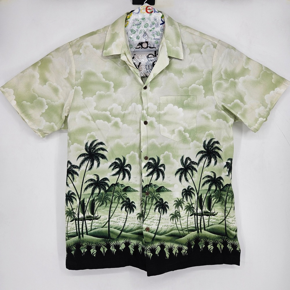 RJC Hawaiian Shirt Mens 2X Aloha Tropical Island Floral Short Sleeve Palm Trees
